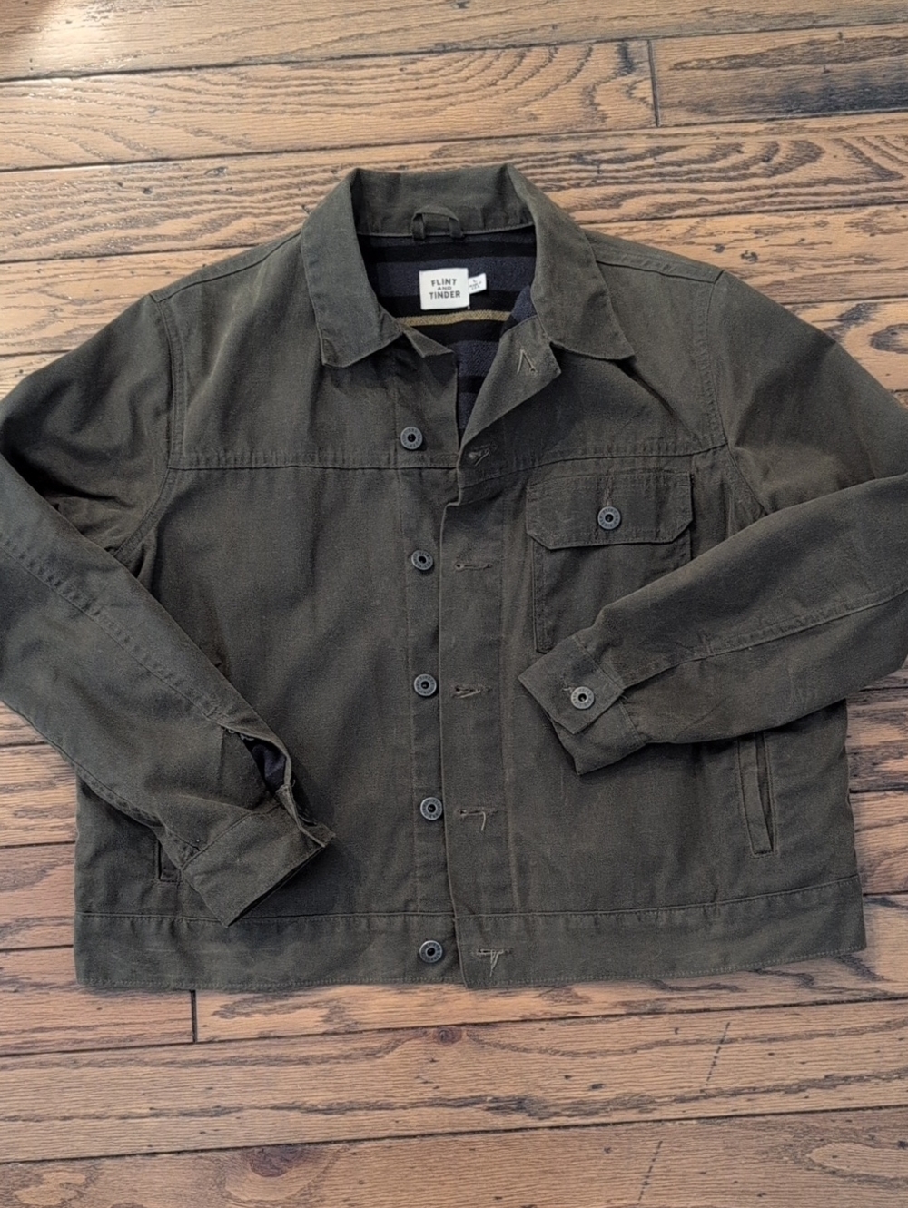 Flint and Tinder Olive Green Lightweight Shirt Jacket EUC